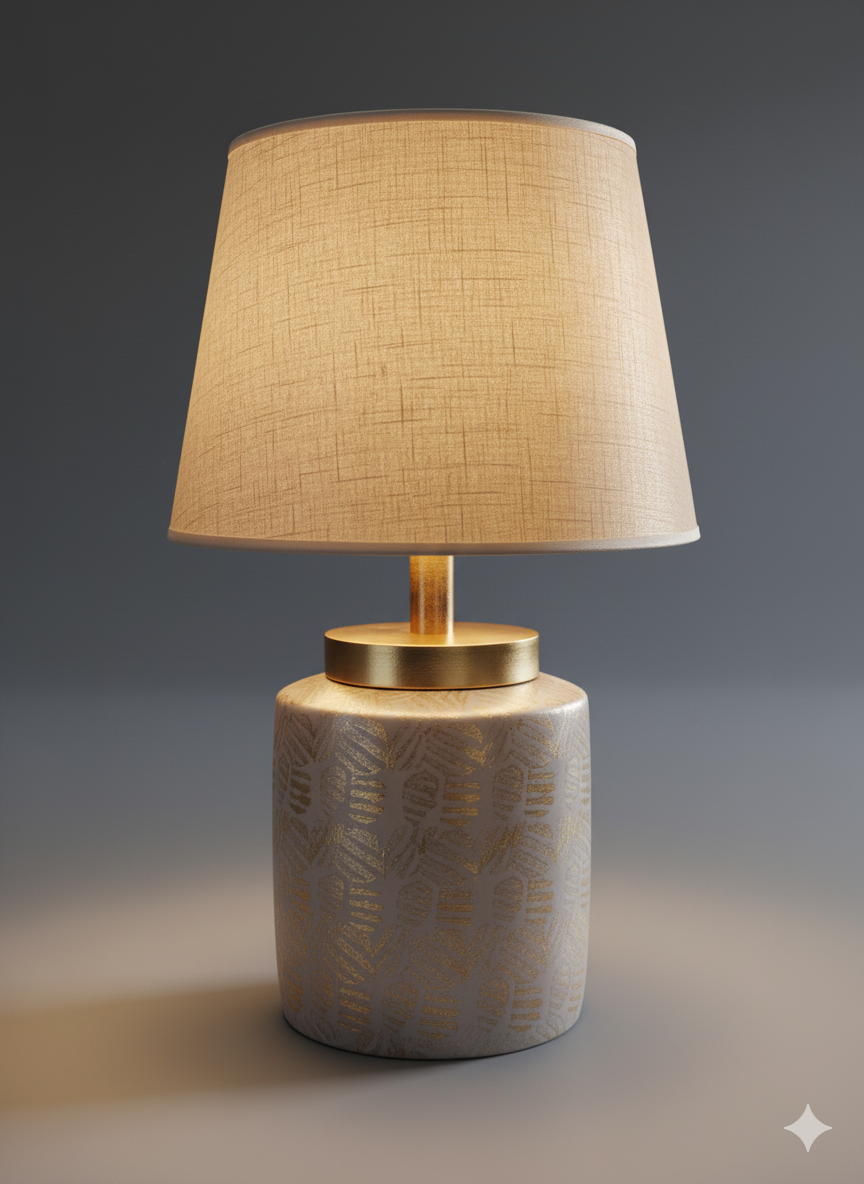  Grande lampe en céramique gris doré