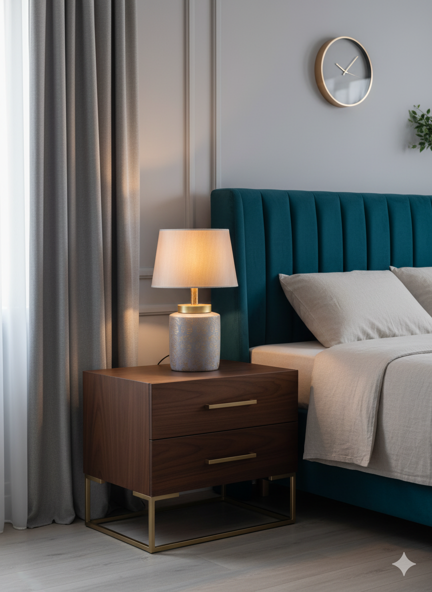  Grande lampe en céramique gris doré